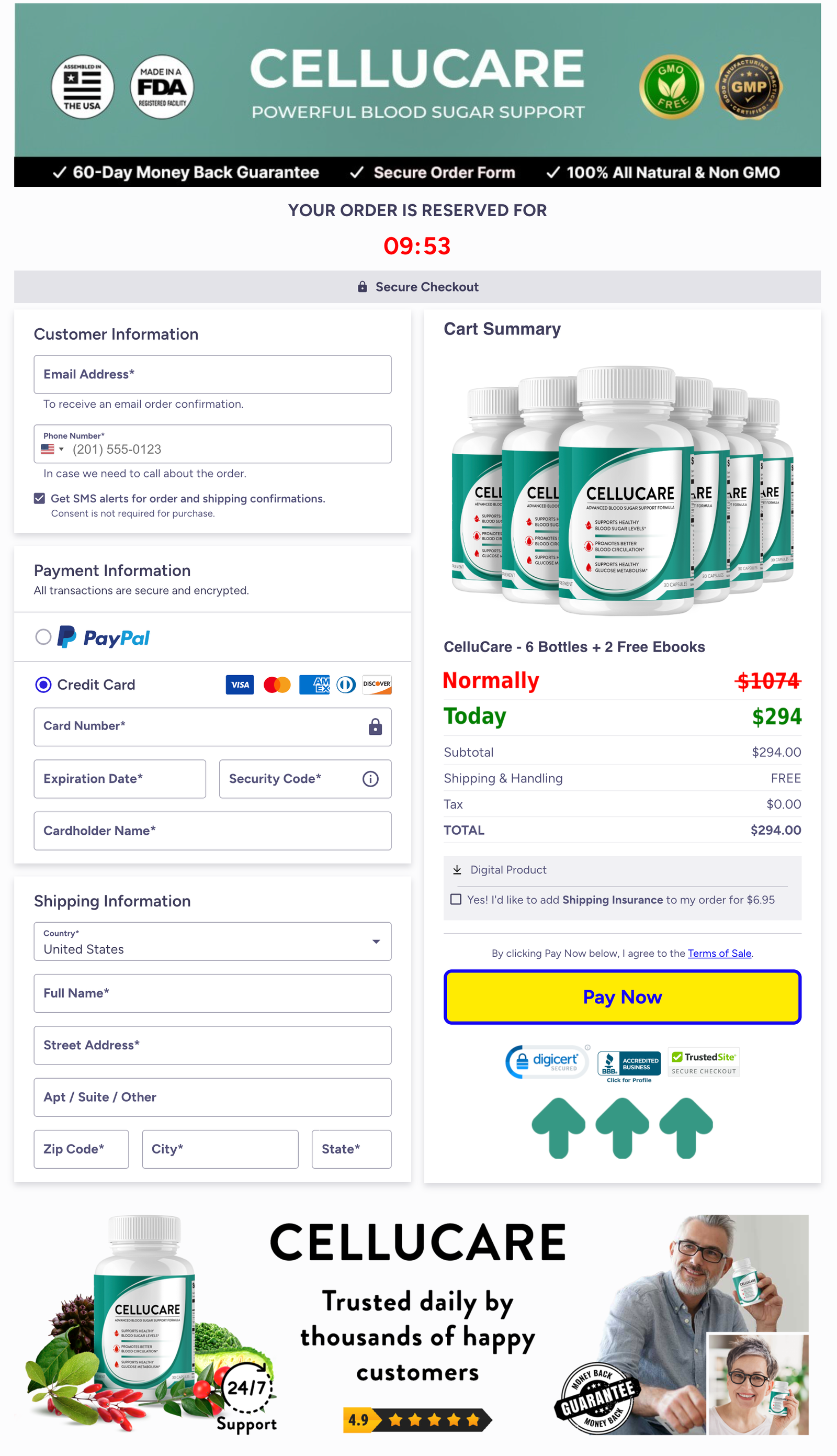CelluCare Official Website Secure Order Page